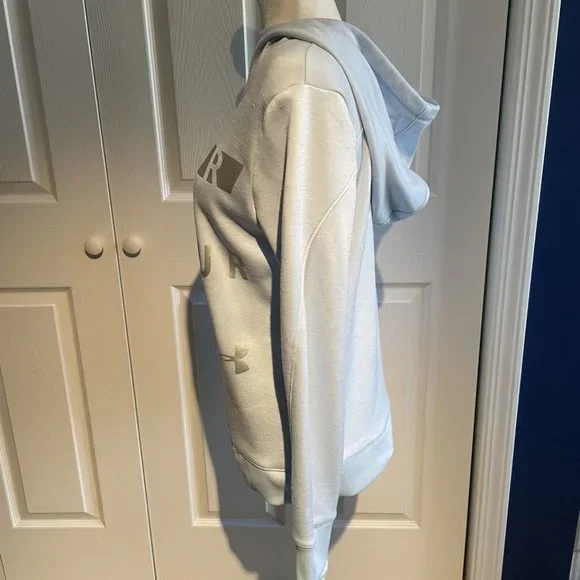 Under Armour UA Size X-Small Light Ice Blue Sweatshirt Hooded Hoody Hoodie EUC - Picture 4 of 9